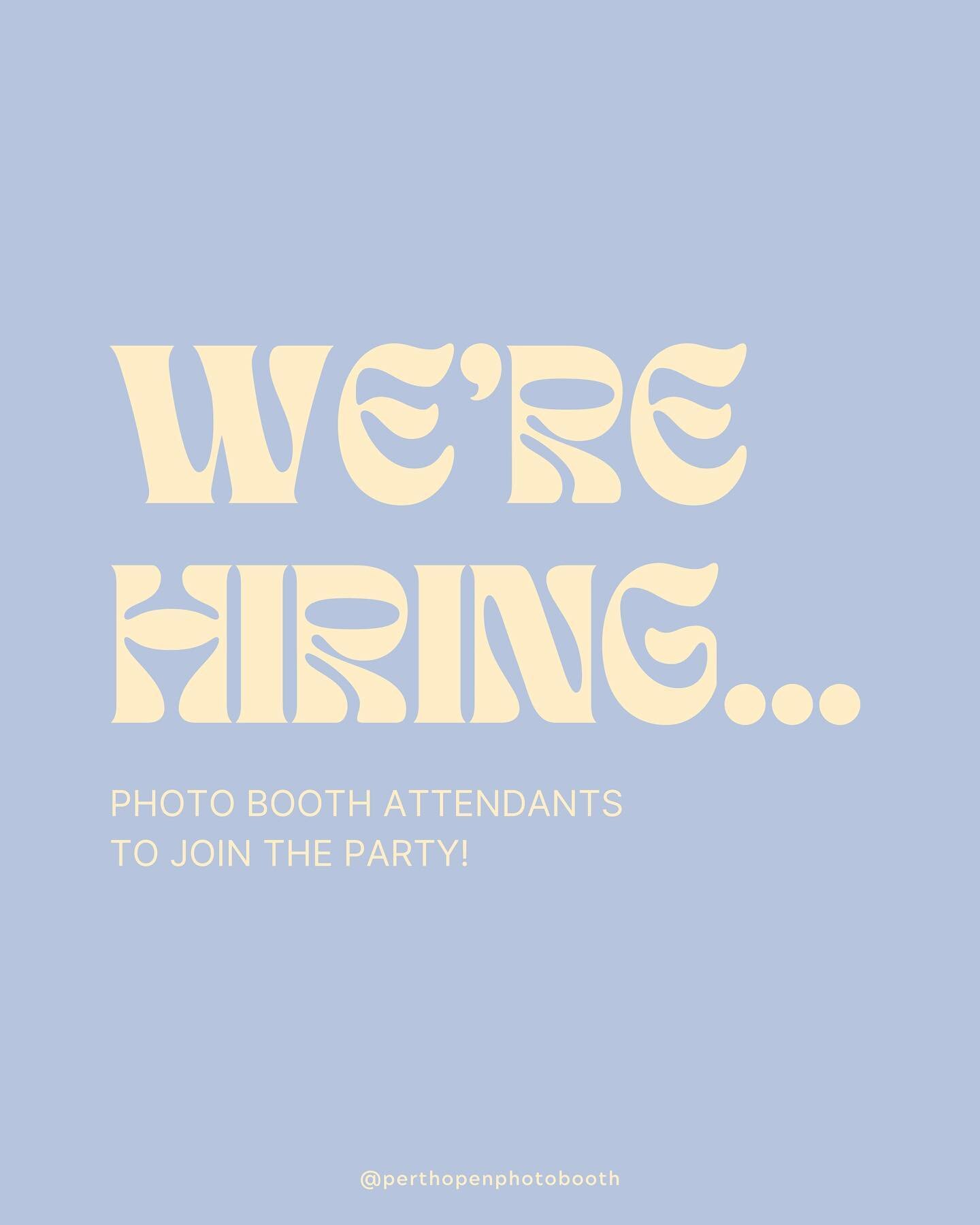 Calling out all job hunting party people! 🎶

We are looking for fun, friendly + energetic individuals to join our photo booth team! ✨ If you like weddings, parties, pictures, and making some $$ on the side, then this job is for you! 👀

You can beco