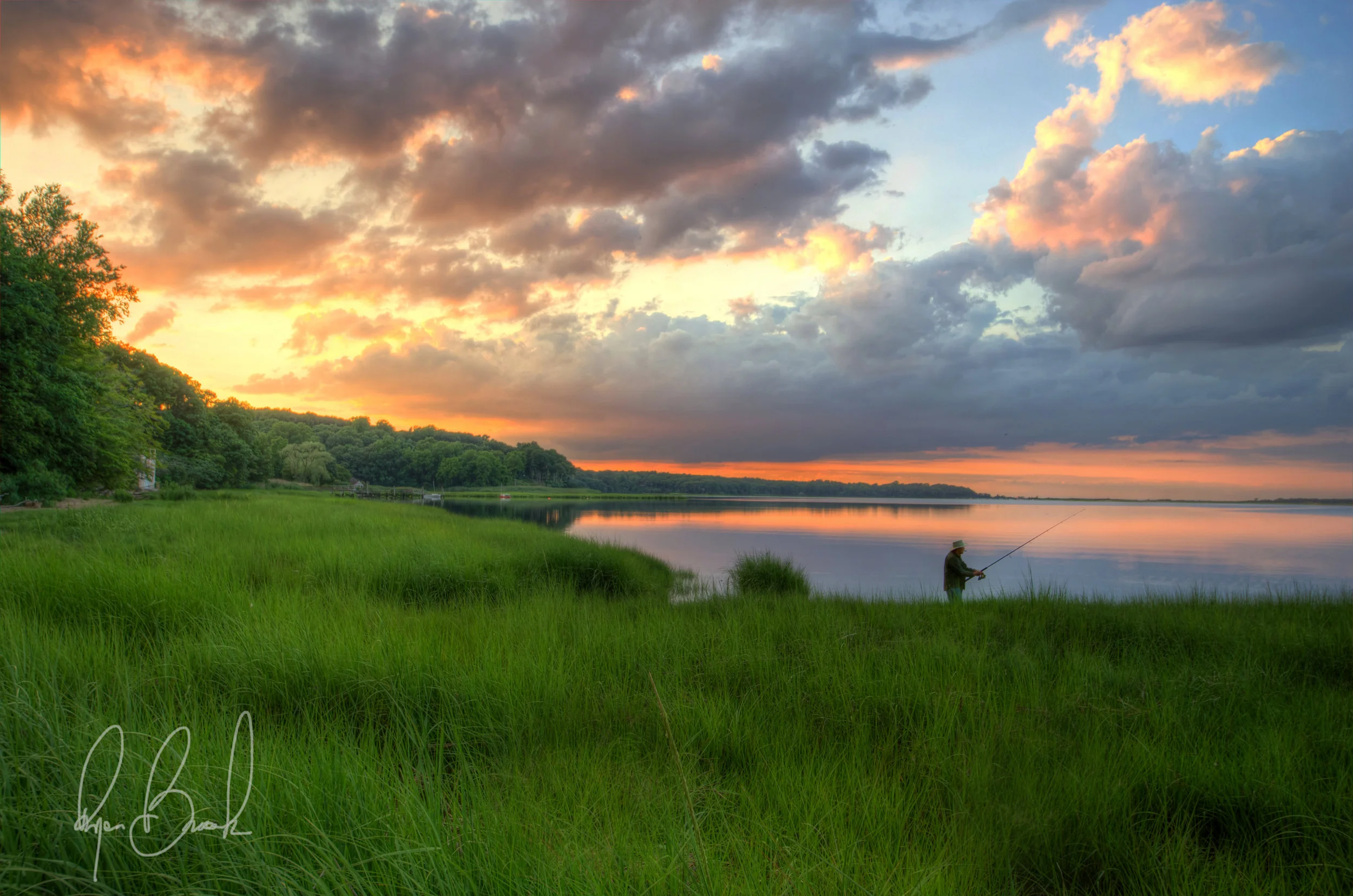 Post guy fishing sunset grass.jpg
