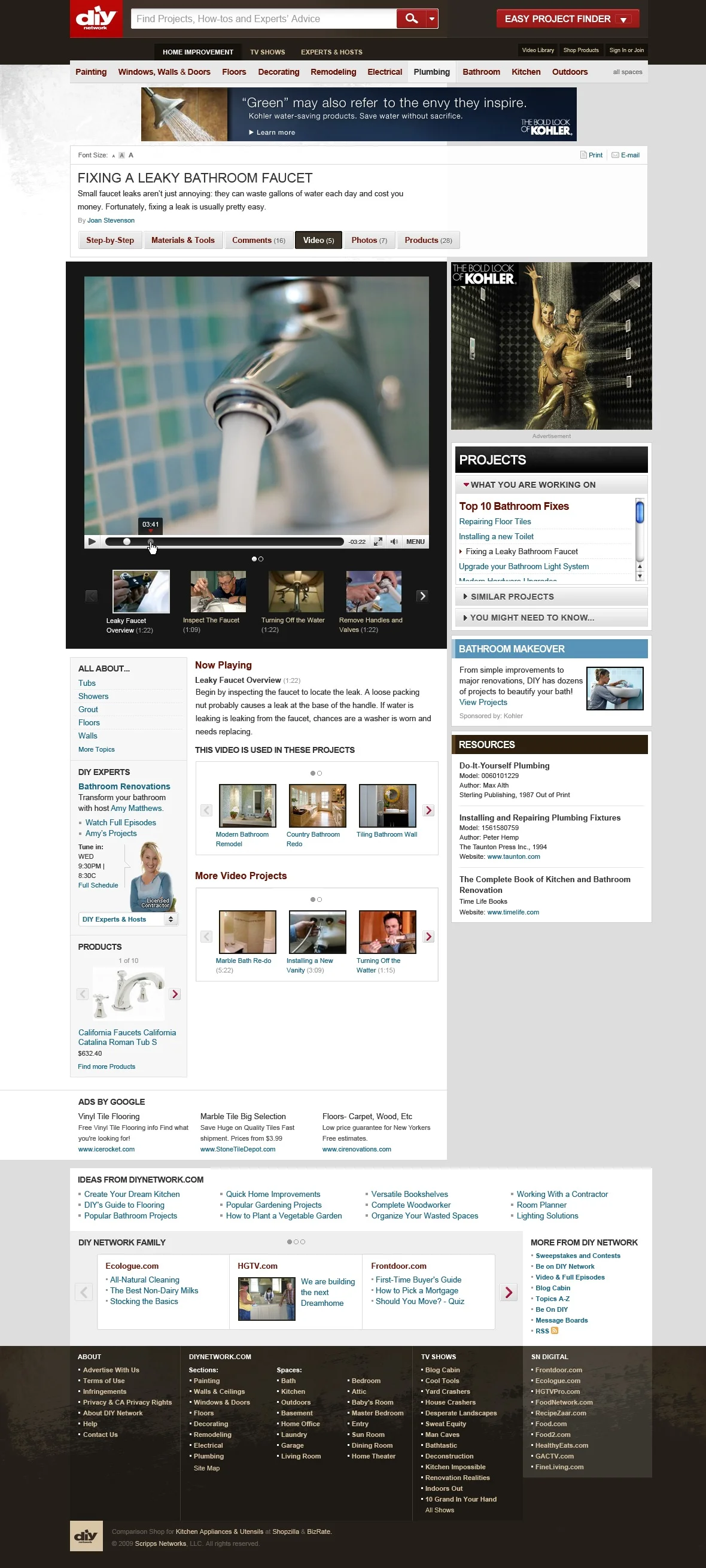 Projects on DIYNetwork utilized the vast library of content created by the network. The video player page was able to be connected to step-by-step instructions. I was responsible for the interaction design for both the page and player.