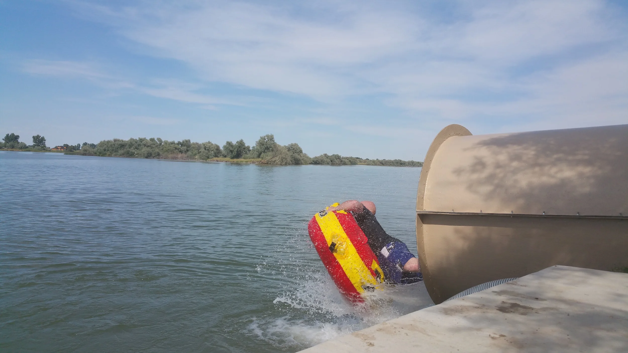 Riding Down Huge Tube Slide on a Towable Tube