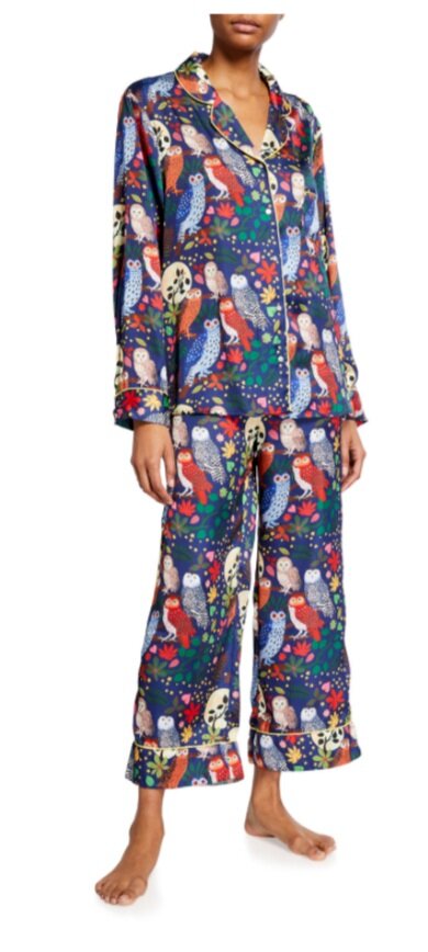 "Night  Owls" Pajama Set by Karen Mabon, $195