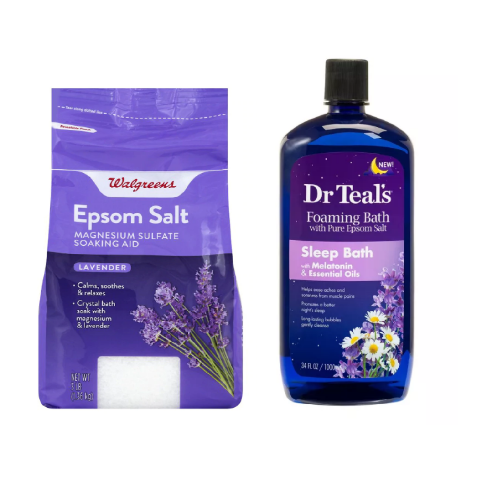 Sleepy Bathtime; Epsom Salt $1.99 and Dr. Teal's Sleep Bath $4.89