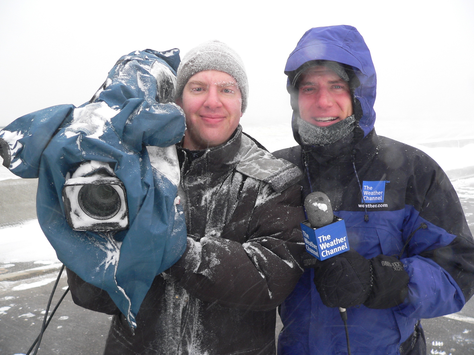  Live shots with the Weather Channel in a blizzard. 