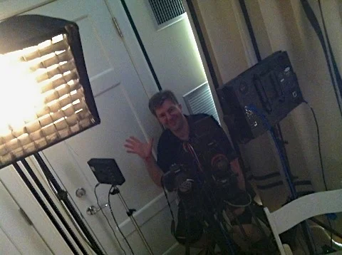 Me in the corner with my cameras and monitors.