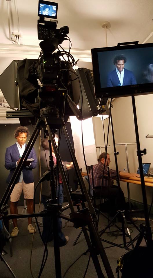 Luckily, we were only shooting him from the waist up.