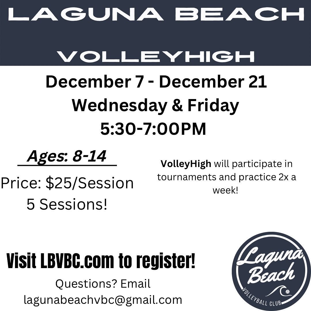 📣 Calling all junior volleyball players! 📣 Are you:
🏐 Looking to grow your skills for volleyball season? 
🏐 Wanting to play in local volleyball tournaments?
🏐 Play with the best volleyball coaches in the OC? 

Then we have good news! Spots are a