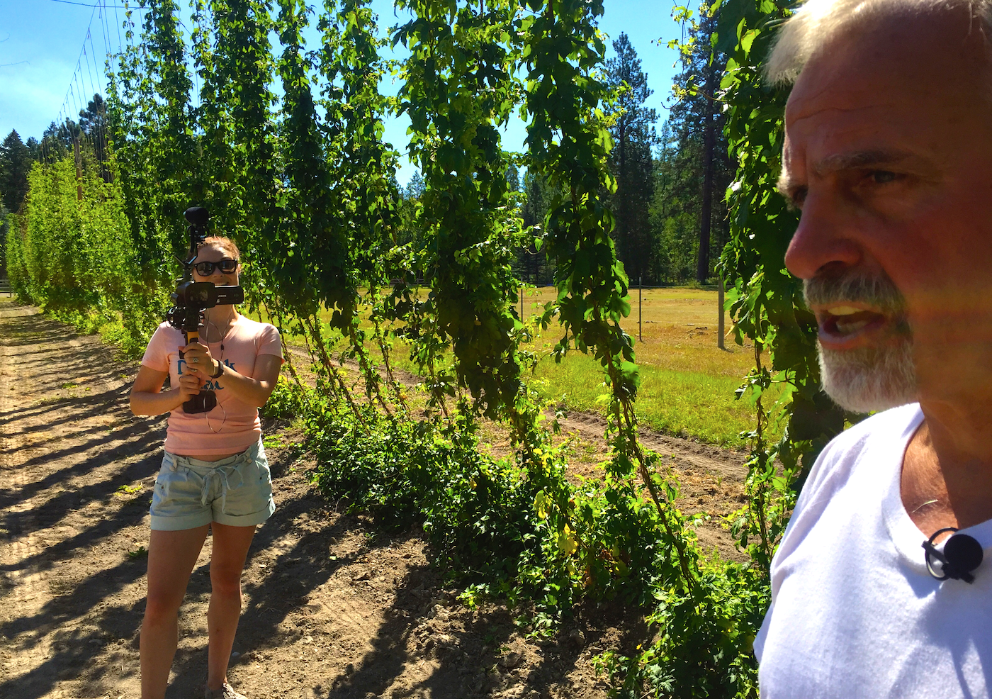 Glacier Hop Ranch Owner Tom Britz and the Happy Hour Gal.