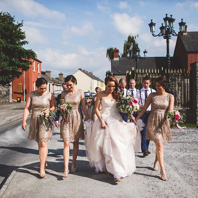 Alyssa's bridal party strolling the streets of Kilkenny, Ireland ✨