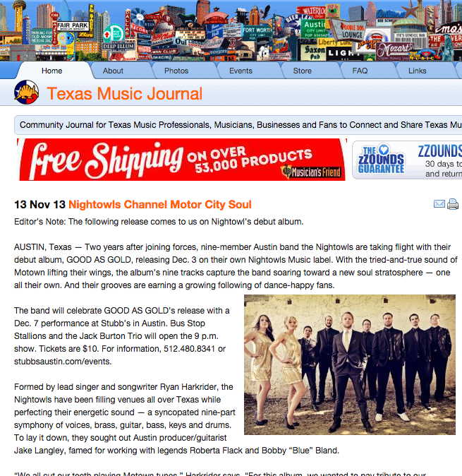 Texas Music Journal- NIGHTOWLS Channel Motor City Soul