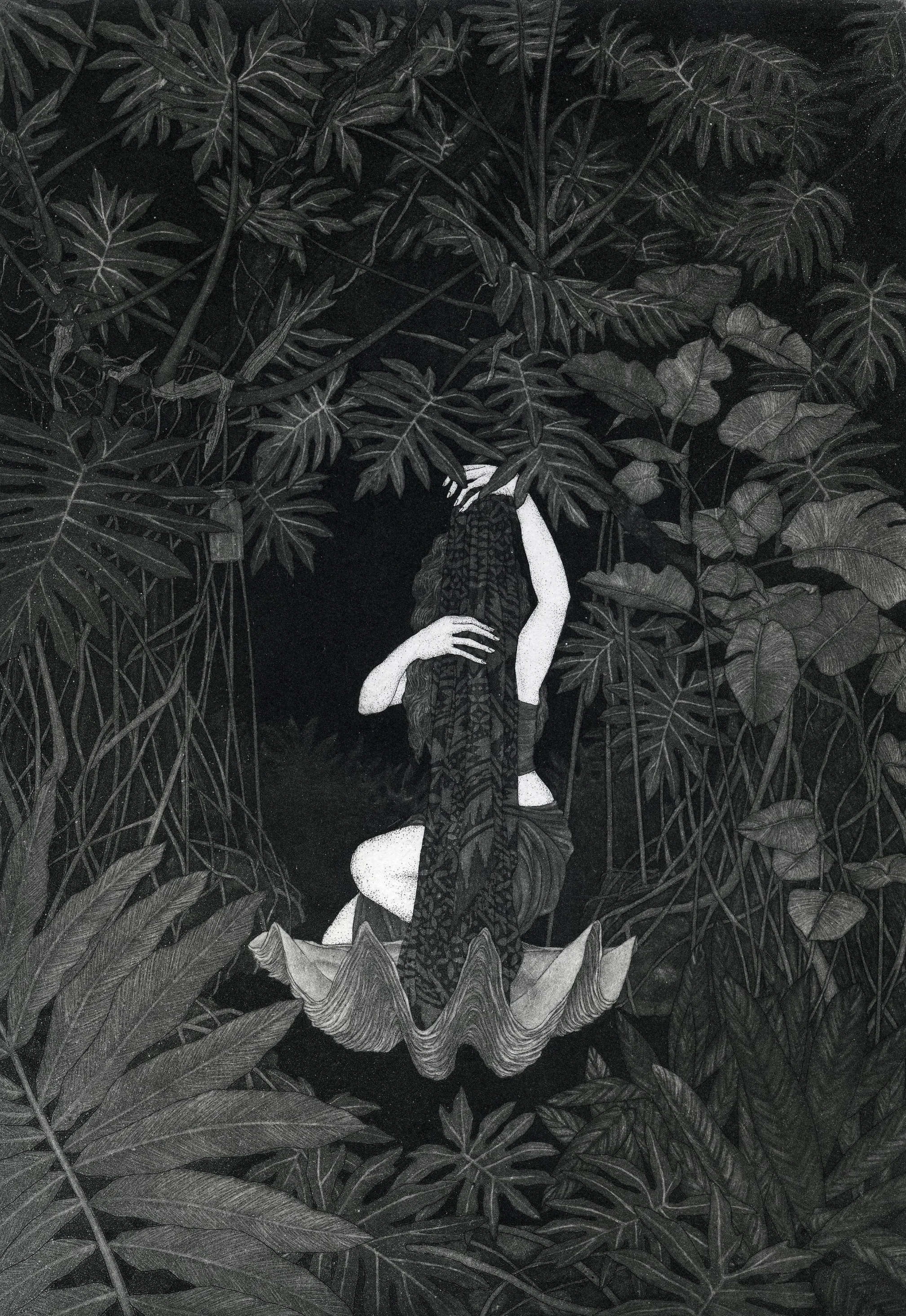 "SOMETIMES TOO MUCH, SOMETIMES NEVER ENOUGH" aquatint etching 2015