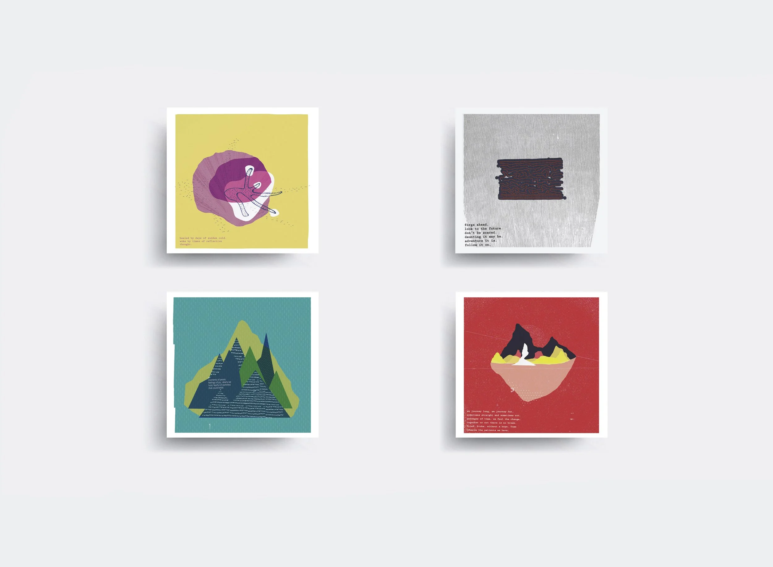  [ Illustrated poetry cards on natural forms.  Part of a boxed edition ] 