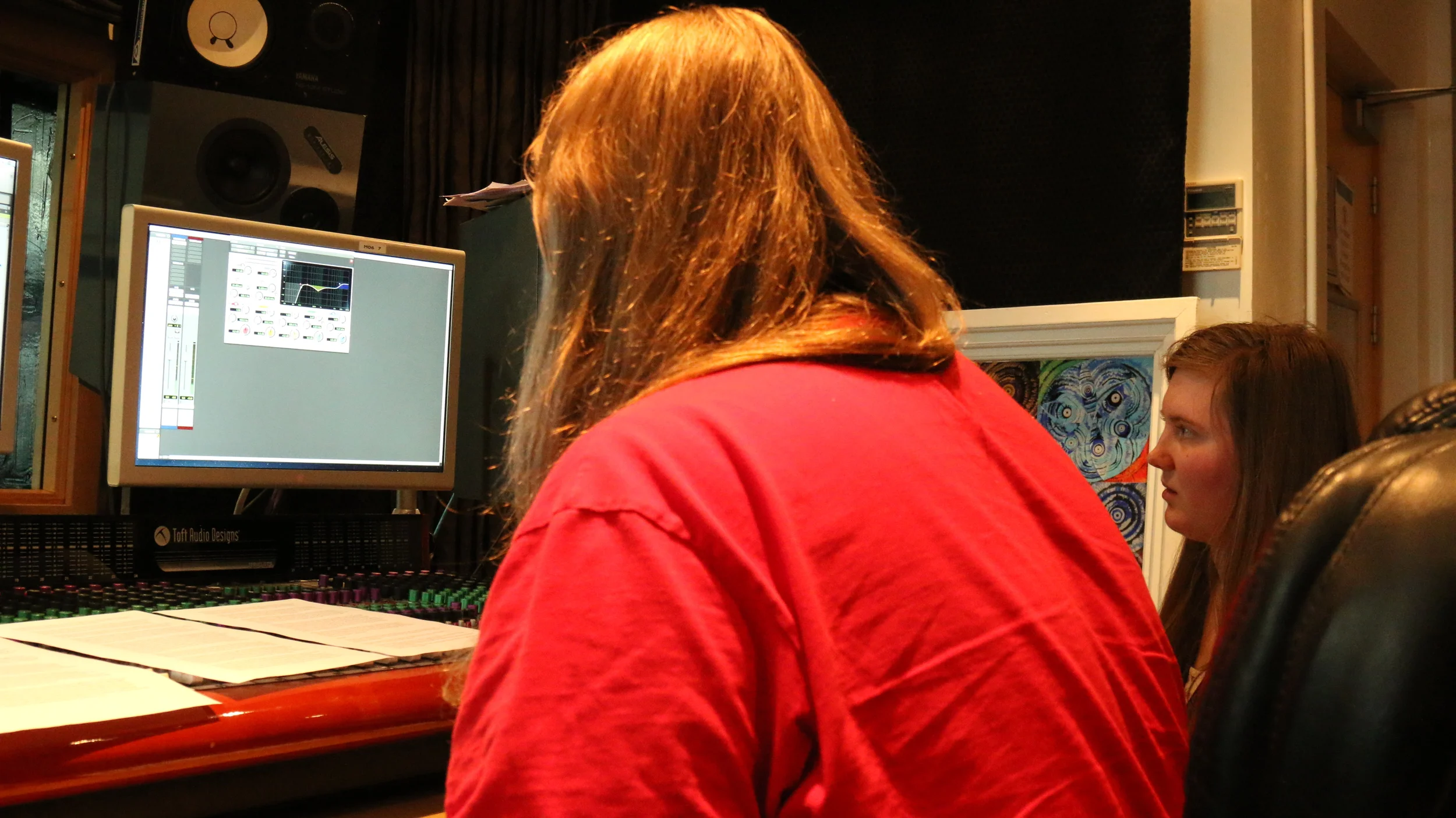 Carlos editing the voiceover while I listened to the the voiceover