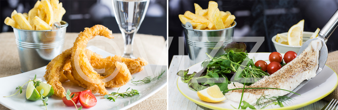 Left: By lifting the food, the image becomes more three dimensional