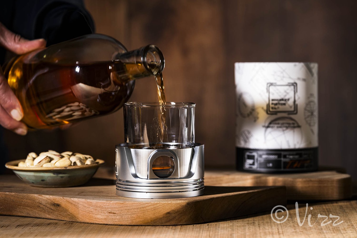 Product photography of whiskey drinking glass