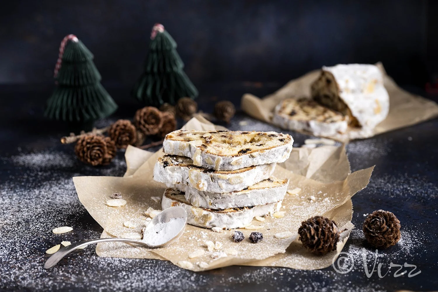 Christmas food photography of Stollen by Vizz Creative in NI