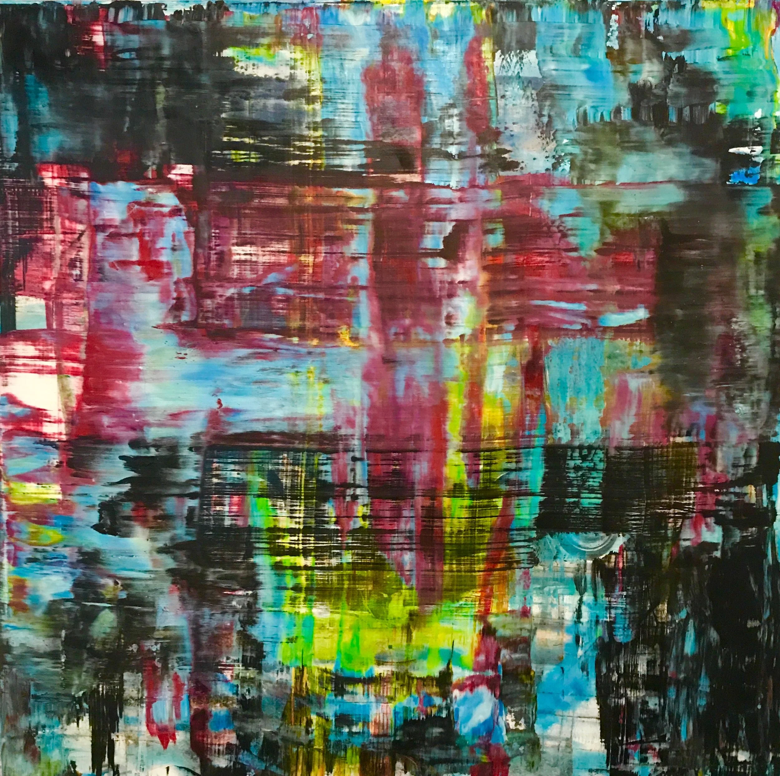 Maelstrom #1 | 50"W x 50"H | Mixed Medium on Wood Panel$2,500