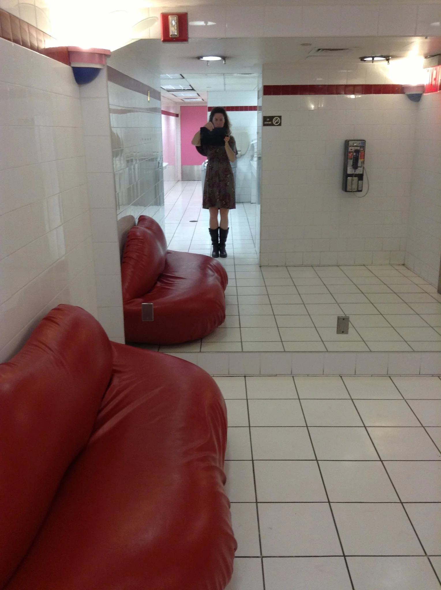 One of the last payphones in NYC in the Oyster Bar's ladies' room.