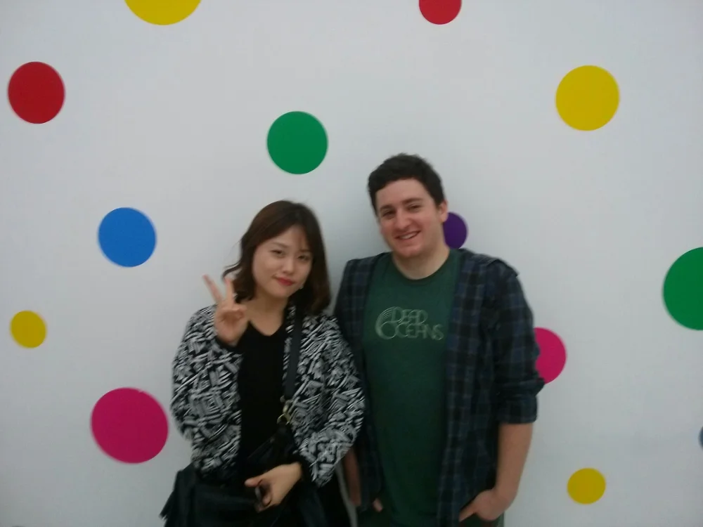 Me and Celine in one of the dot-obsessed installations