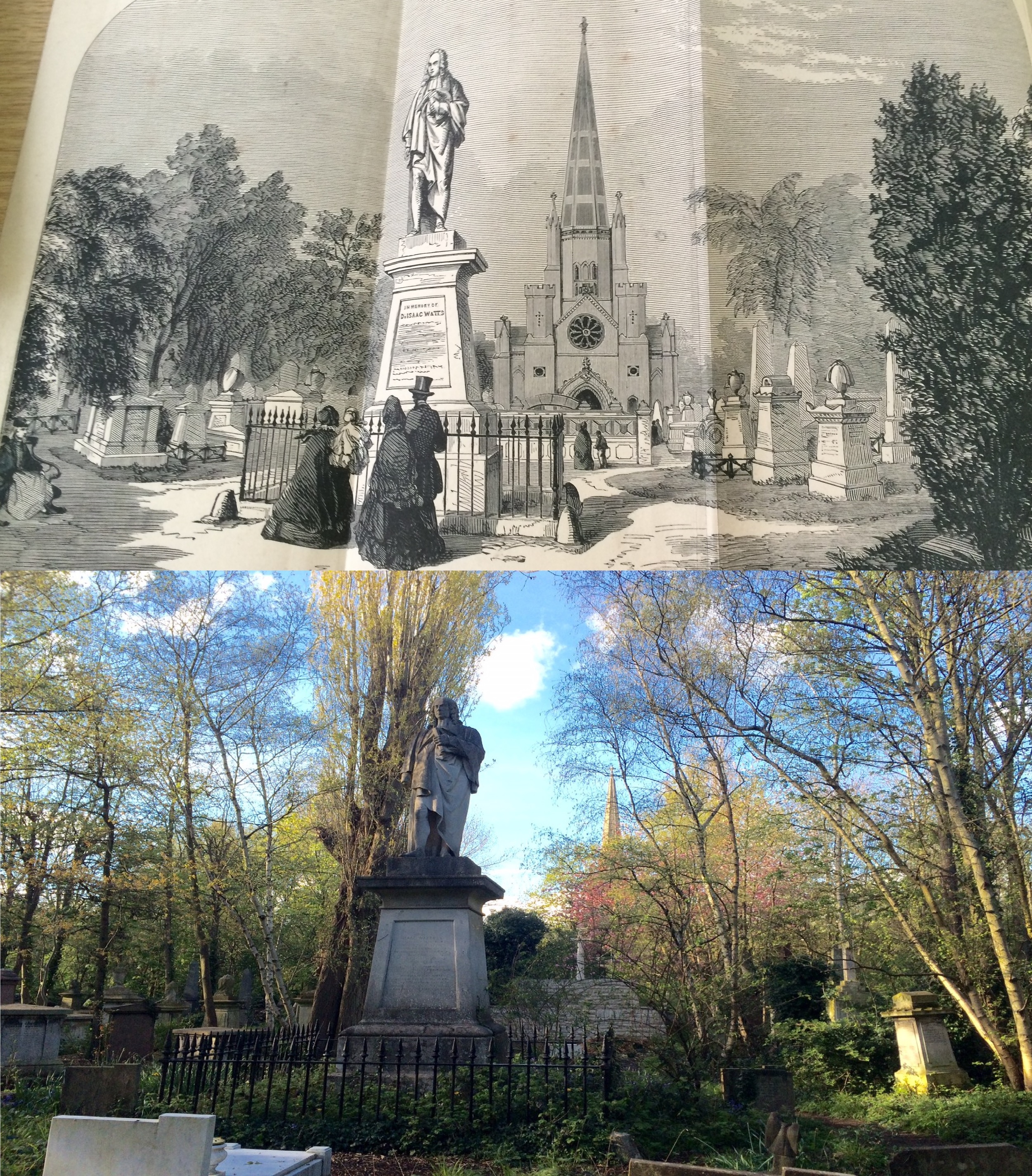 Abney then and now; above: an 1868 rendering / below: my attempt to recapture it in 2016