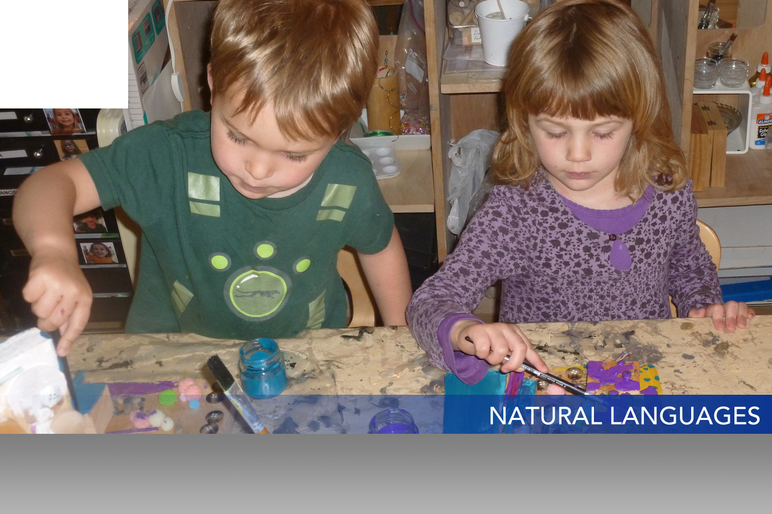  Children have the right to use many materials in order to discover and communicate what they know, understand and question. In this way, they make their thinking visible through their many natural "languages." A studio teacher works closely with chi