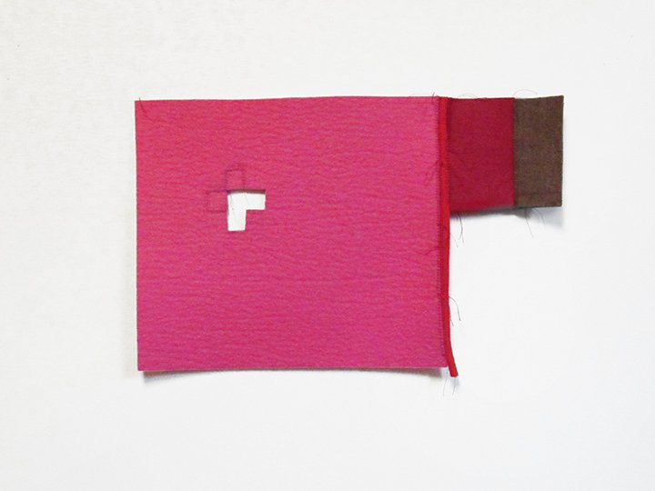  extension (rose),  2021. Industrial wool felt hand stitched with silk thread. 10.75" x 15.75" 