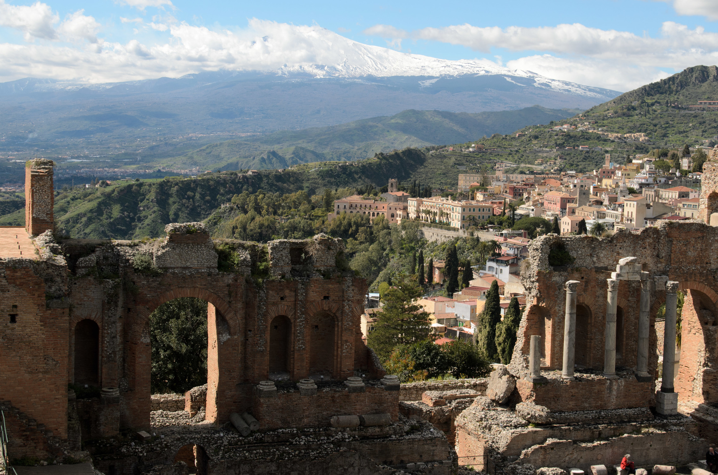 I unknowingly didn't have my wide-angle lens on this visit, so I couldn't capture the full view. Yes, that's Mt. Etna in the background, and yes, it is active.
