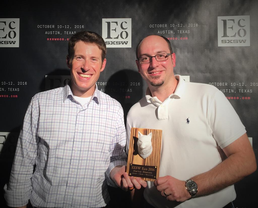 Andrew Maxey and Josh Gary Celebrating the win at SXSW Eco