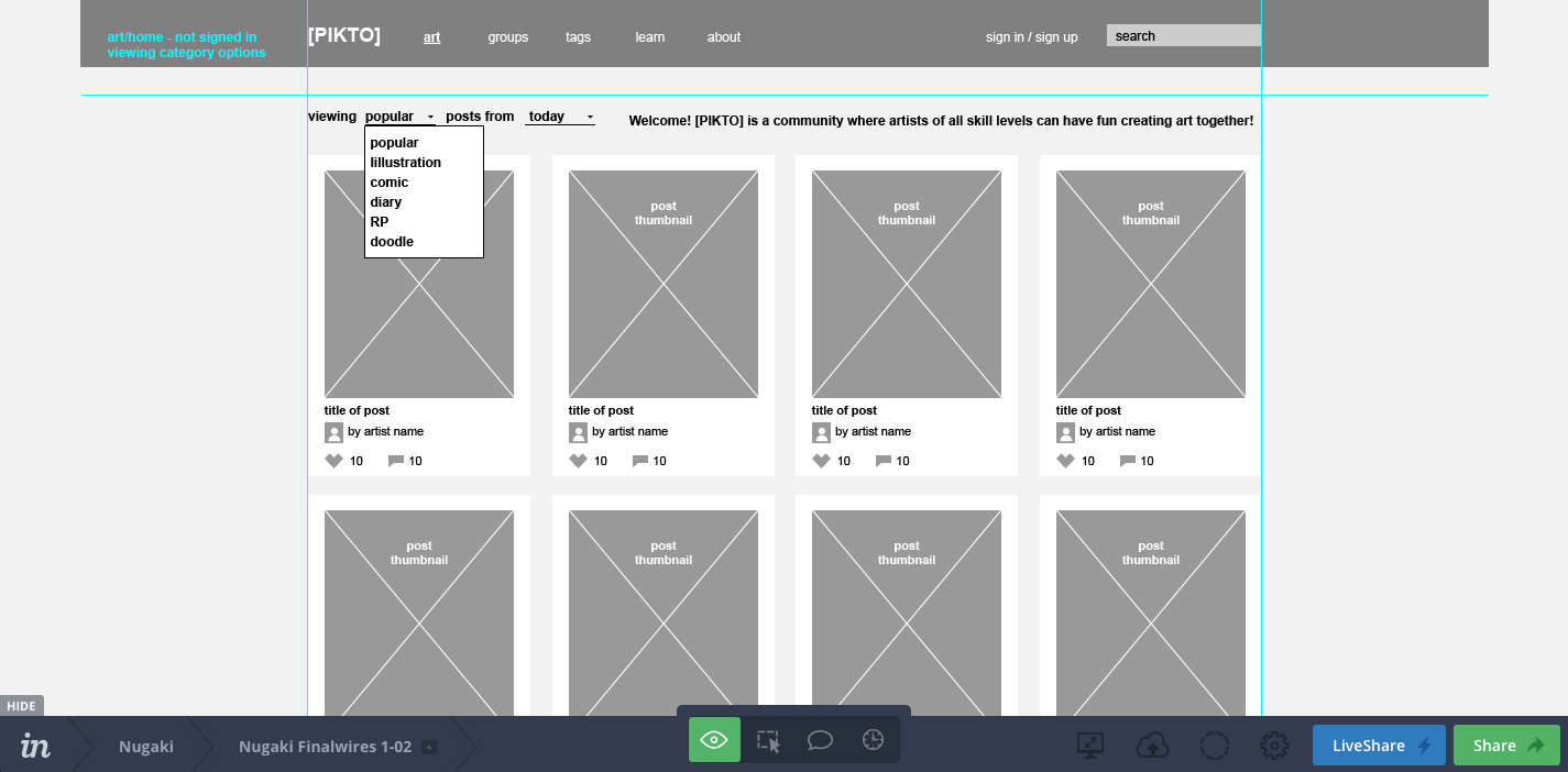 Wireframe in Invision
