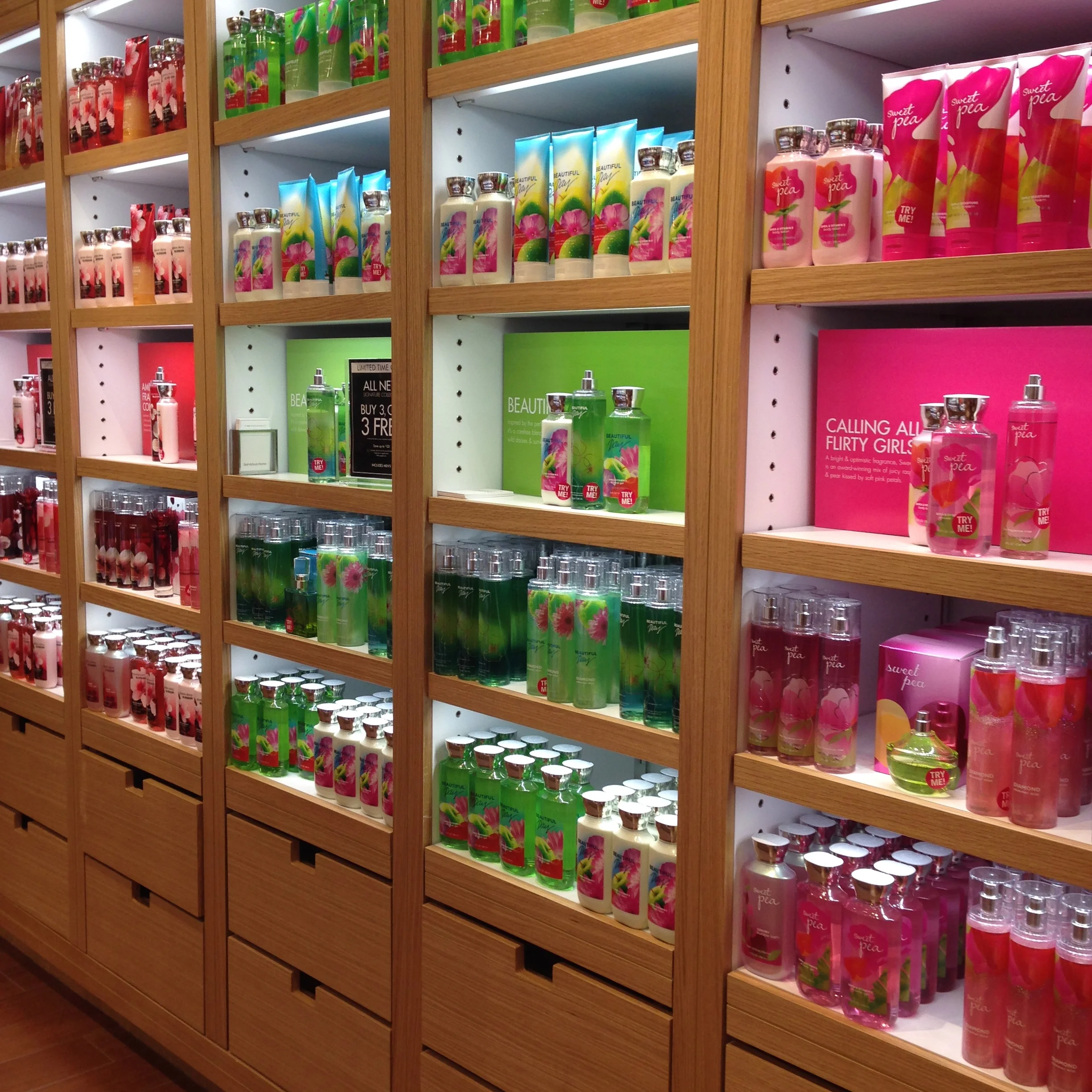 1 scent = (body lotion + shimmer mist + bubble bath + hand soap + body mist + perfume + hand sanitizer) x (mini + medium + large)