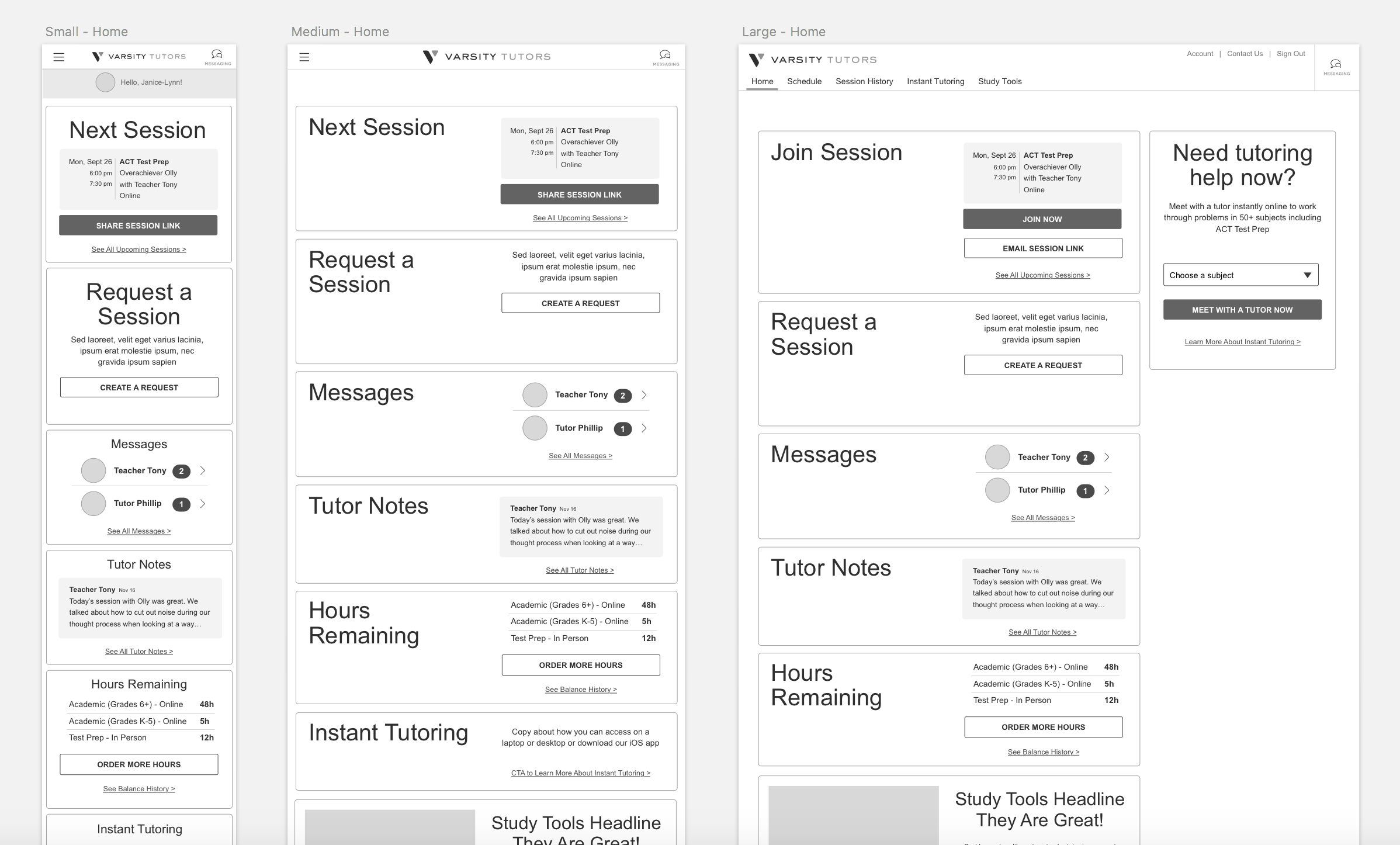 New client experience wireframes