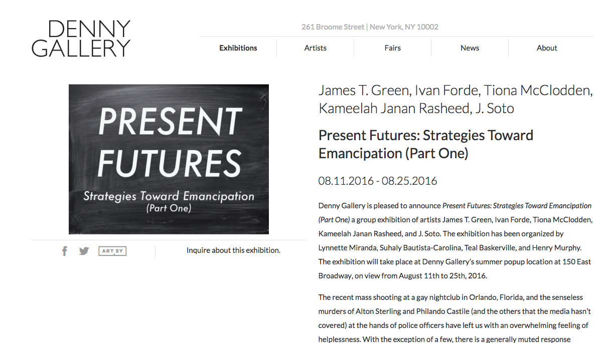 Present Futures Exhibition, Denny Gallery