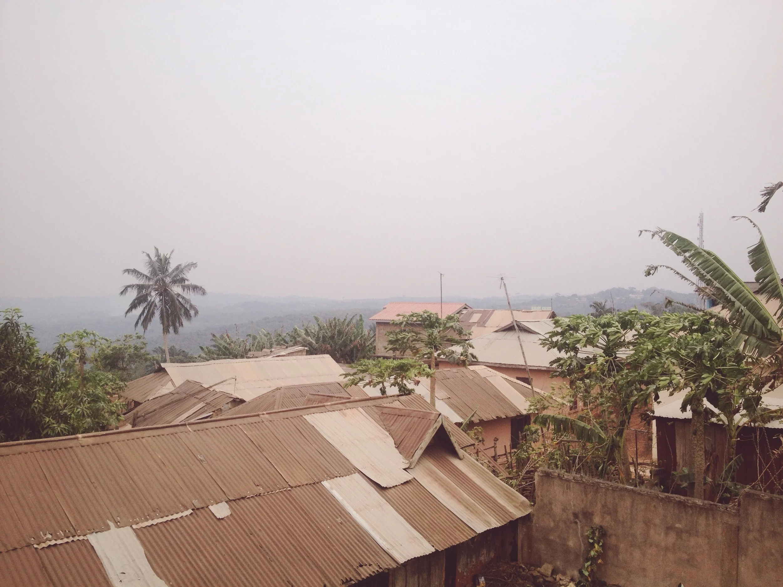A rooftop look at the village of Akropong.