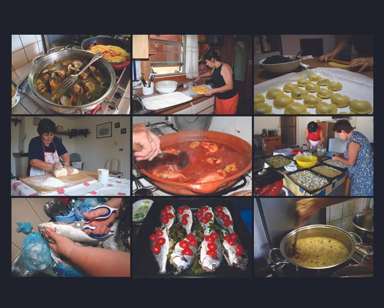 Feed, 2010 Video still from “Cooking In Italy” (16 channel grid) Dimensions vary