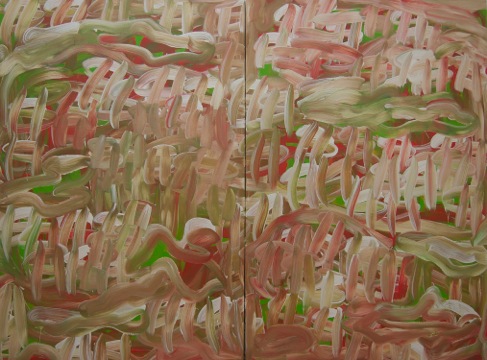 ANNE-MARIE COSGROVE Most of All , 2014. Aacrylic on two canvas panels, 60 inches x 80 inches.