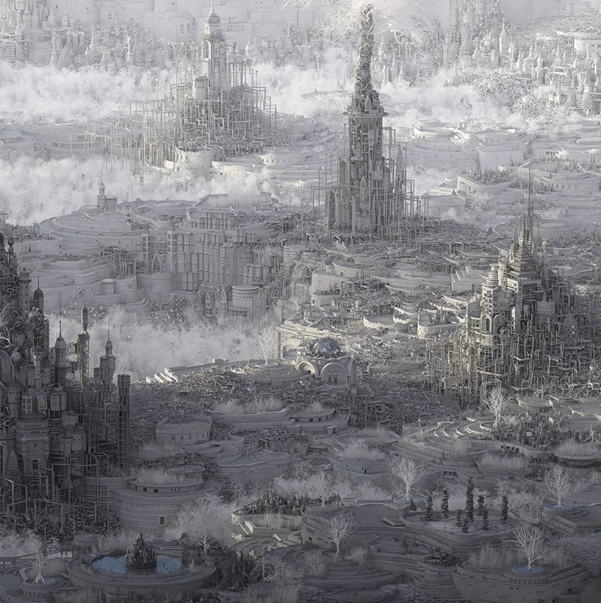MATHEW BORRETT Detail of Fever Dream City , 2015 Archival Pigment Print on Paper, 42" x 96"