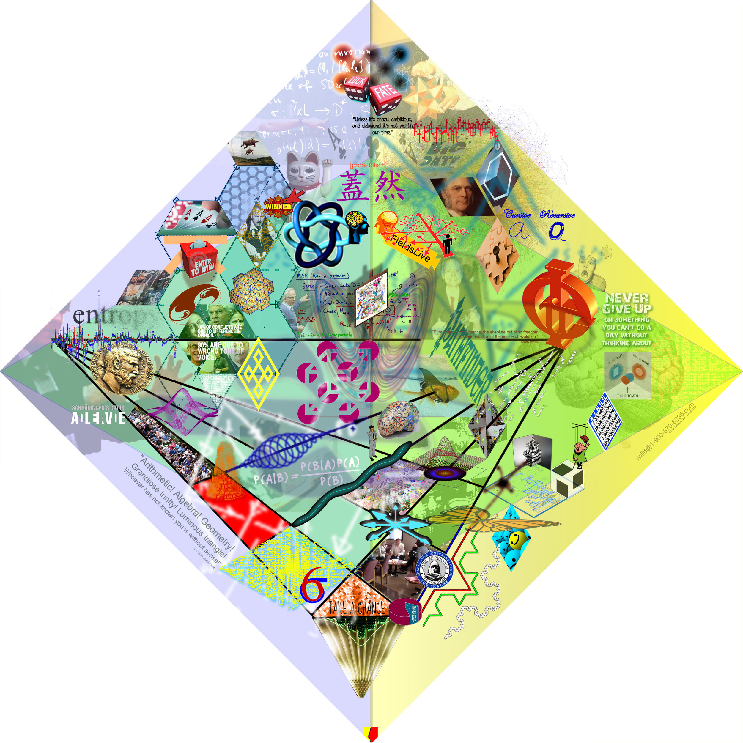 RON WILD Chance Map, 2015 Digital Print on Canvas 44"x 44"