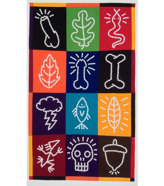 Wild Boy Blanket Felt, buttons, muslin 48" x 28"