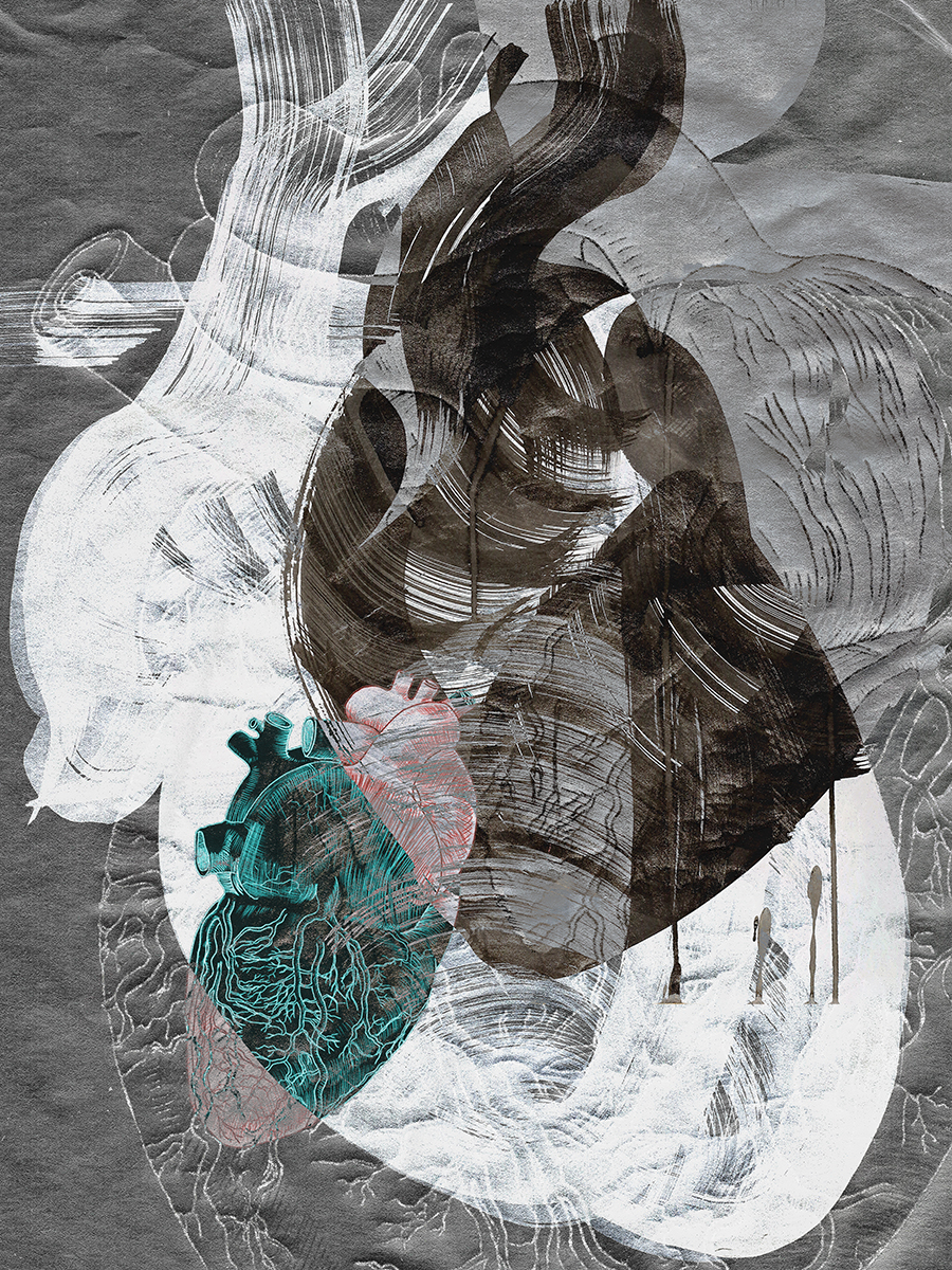 Tangled Heart, Breaking , 2017 Photo-digital mixed media, pigment print on hot press paper Edition of 3 36” x 24”