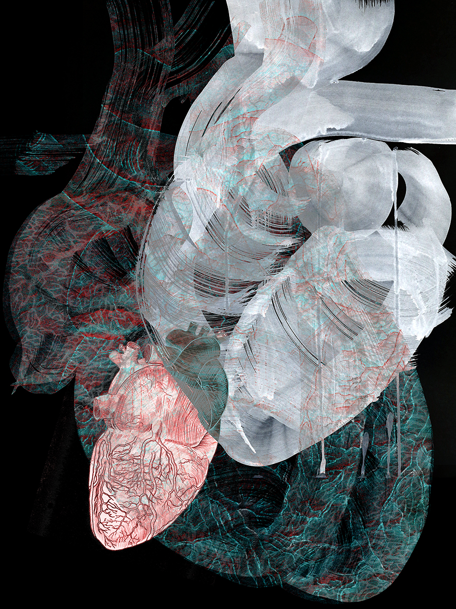 Heart Haiku , 2017 Photo-digital mixed media, pigment print on hot press paper Edition of 3 36” x 24”