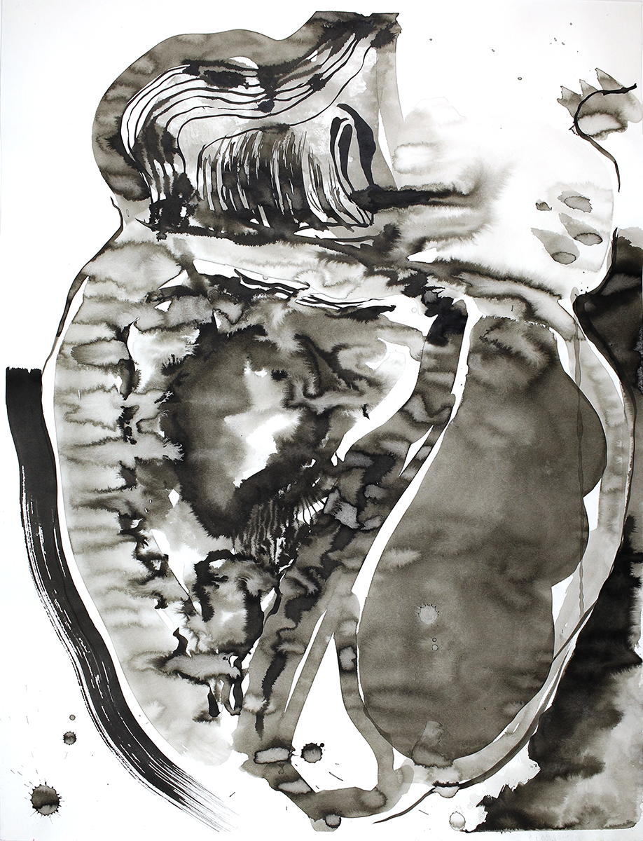 Complicated Side, 2018 India ink on drawing paper 24” x 18”