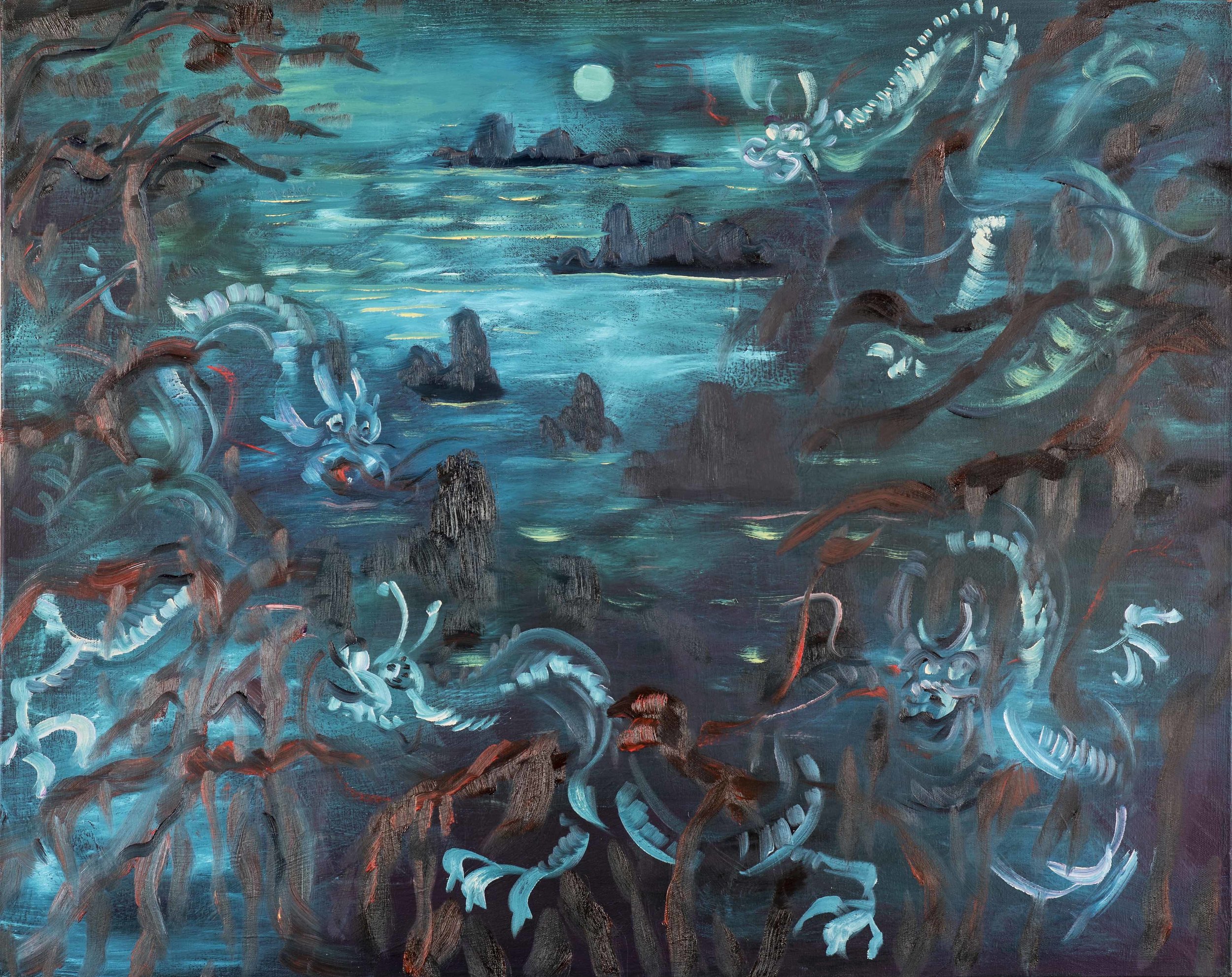   Where the Dragons Roam , 2018 Oil on canvas 24" x 30" 