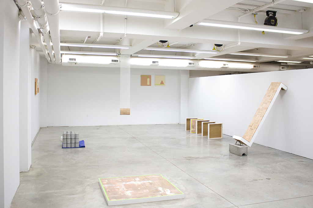  From the ground up , 2016 - 2017 Installation view Mixed media including; wood filler, drywall compound, wood, concrete and painter's tape 