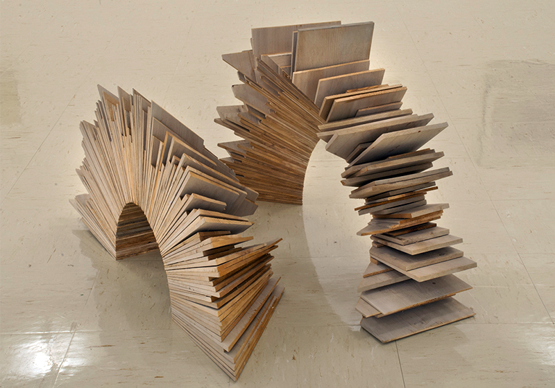 Arched, 2010 Cedar shingle tips and house stain leftovers from job construction sites 18" x 8" x 18" and 20" x 8" x 18" Edition 1 & 2/6