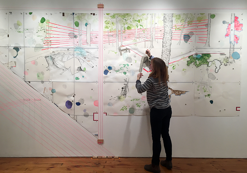 Installation view of Wall String Stairs, Tree Island Stars , 2016