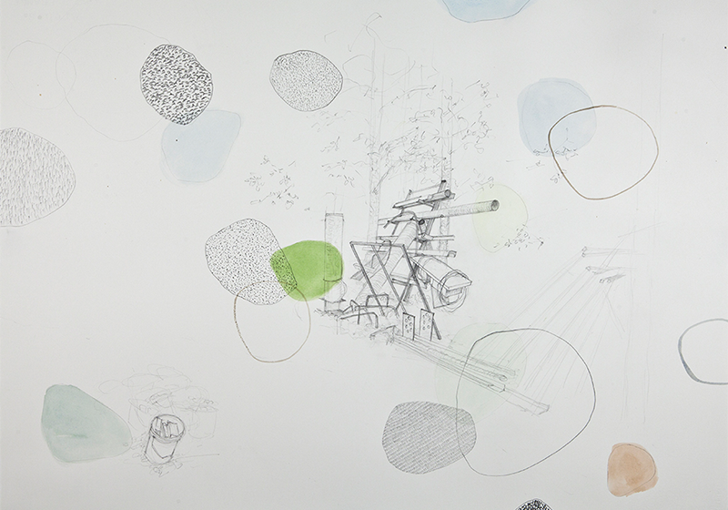 Junkpile, 2013 Graphite, pencil crayon, and gouache 22" x 30"
