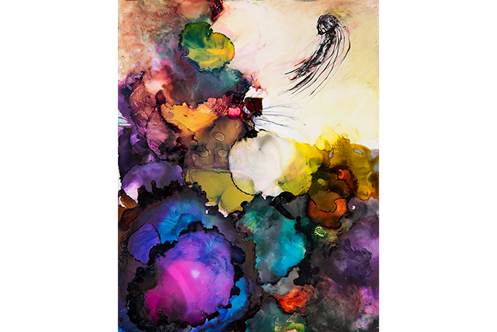 Jellyfish Blast No. 1, 2017 Alcohol and water-based inks on Yupo paper 11" x 14"