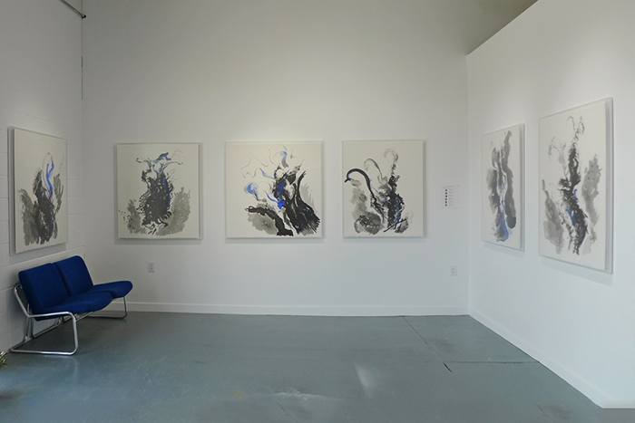  Installation view of  Counterpoise No. 1 , at Reference:Contemporary, Toronto, 2017. Chinese inks and watercolour on Arches paper.  