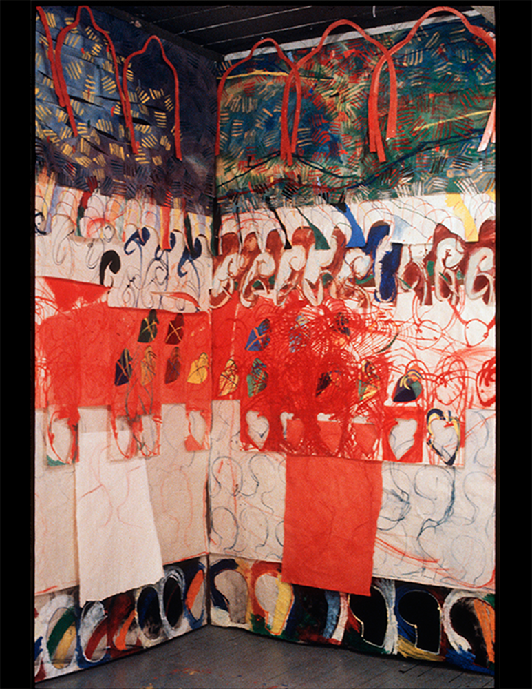   GENESIS , 1982-2019 Gouache on cut/torn Okawara paper 12’ x 12’ 