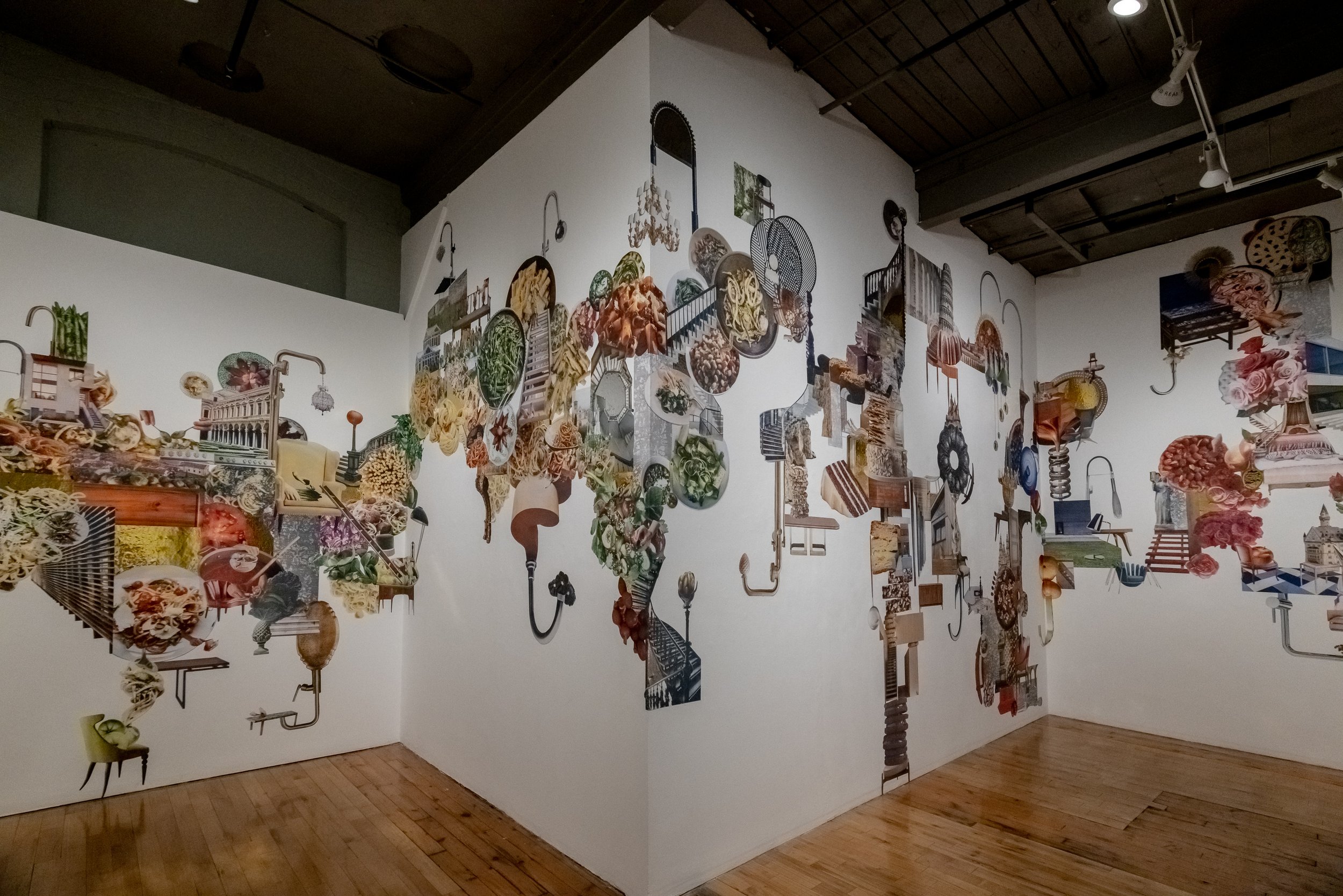  Gorge, 2019 Installation view at Red Head Gallery Hand cut collage and mixed media  Picture by Peggy Taylor Reid, 2019 