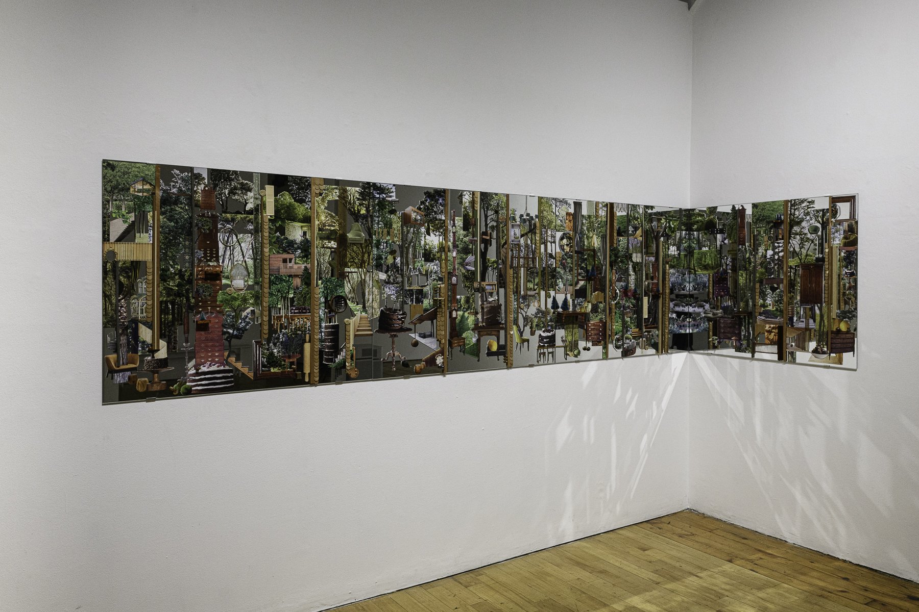  Wood, 2022 Installation view at Red Head Gallery Hand cut collage and mixed media  Picture by Peggy Taylor Reid, 2022 